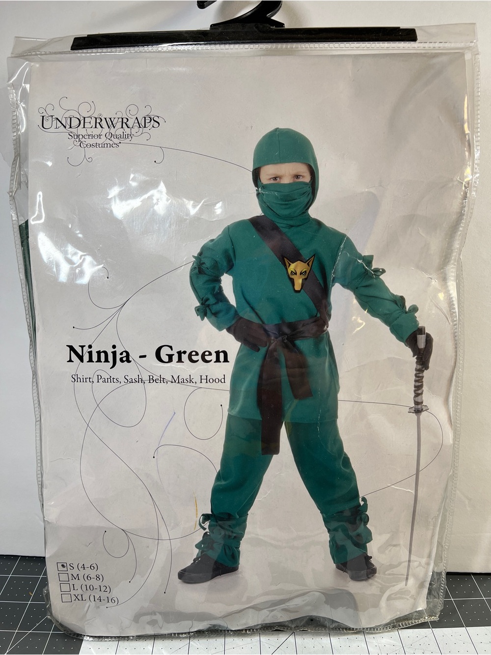 Underwraps Green Ninja Kids Costume Size S 4-6 Halloween Complete NWT